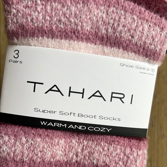 Tahari Sock Set ~ Pink and Cream Striped, Burgundy & Cream ~ Women’s Socks ~ NWT - Picture 7 of 7